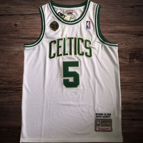 Men's Boston Celtics 2008 Champions #5 Kevin Garnett White Jersey