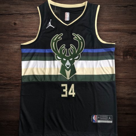 Men's Milwaukee Bucks #34 Antetokounmpo black jersey