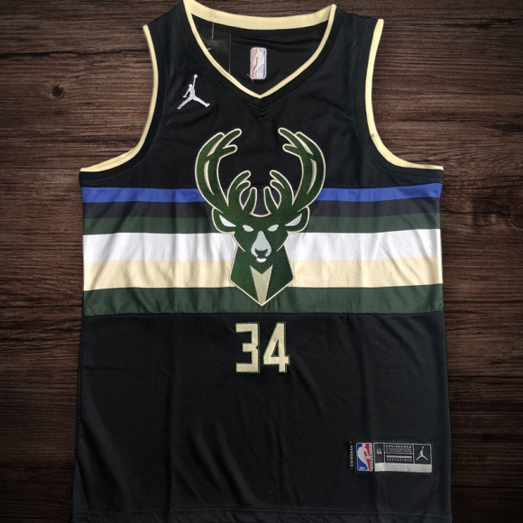 Men's Milwaukee Bucks #34 Antetokounmpo black jersey