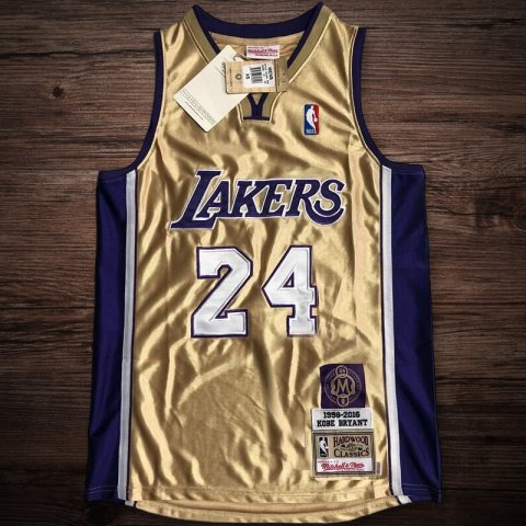 Men's Los Angeles Lakers 1996-2016 Hall of Fame #24 Koby Bryant Jersey Gold