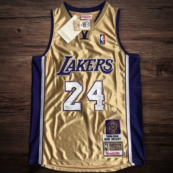 Men's Los Angeles Lakers 1996-2016 Hall of Fame #24 Koby Bryant Jersey Gold