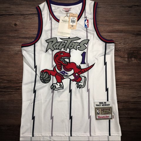 Men's Toronto Raptors 1998-99 #1 Tracy McGrady Jersey White