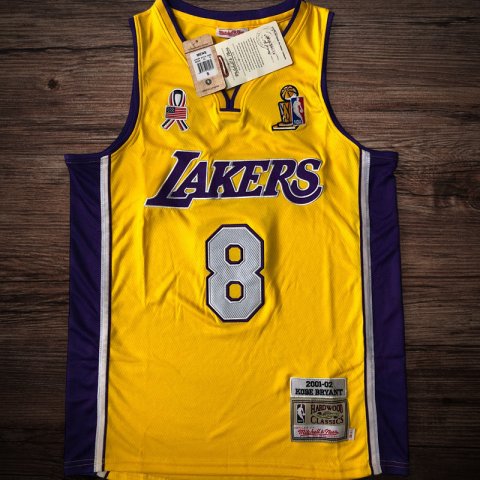 Men's Los Angeles Lakers 2001-02 #8 Kobe Bryant Jersey Yellow