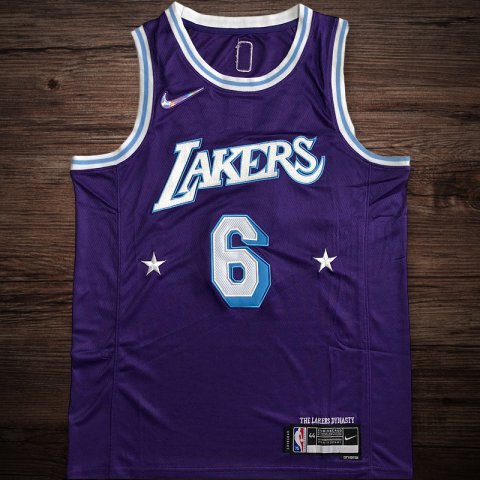 Men's Los Angeles Lakers 75th anniversary #6 James Jersey