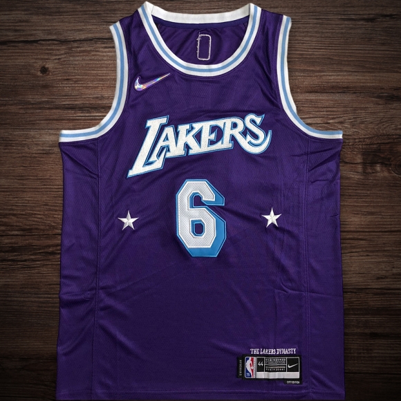 Men's Los Angeles Lakers 75th anniversary #6 James Jersey