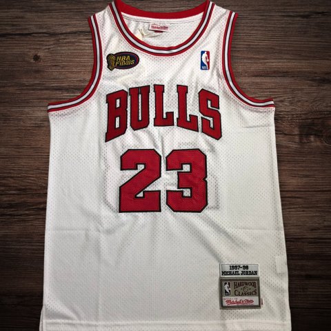 Men's Chicago Bulls 1997-98 Finals #23 Michael Jordan Jersey White