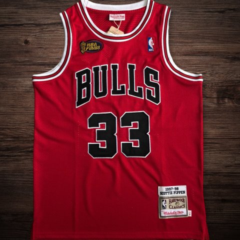 Men's Chicago Bulls 1997-98 Finals #33 Scottie Pippen Jersey Red