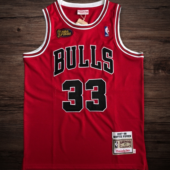 Men's Chicago Bulls 1997-98 Finals #33 Scottie Pippen Jersey Red